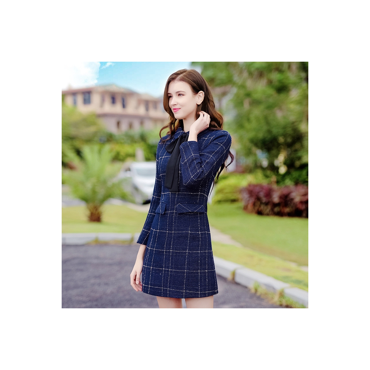 Bow Ties Temperament Licht Reife Plus Cashmere Kleid Voguesus