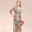 Fashion Sexy V Neck Silk Floral Print Maxi Dress