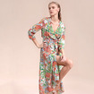 Mode Sexy Col V En Soie À Imprimé Floral Robe Maxi