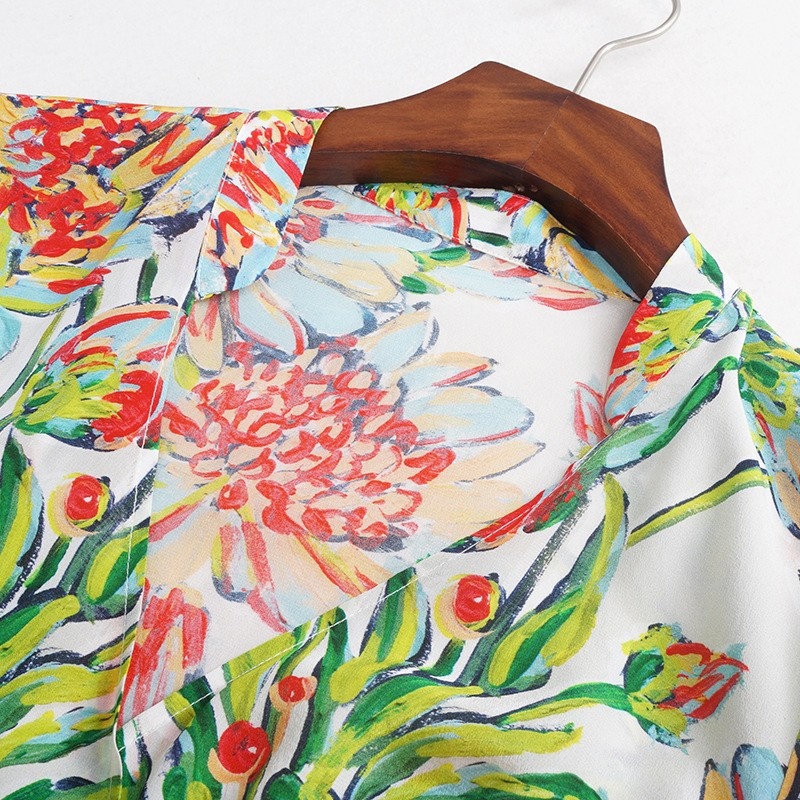 Mode Sexy Col V En Soie À Imprimé Floral Robe Maxi | VoguesUs