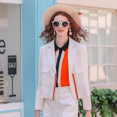 Stylish Lapels Jacket Suit With Two Oversized Pocket | VoguesUs