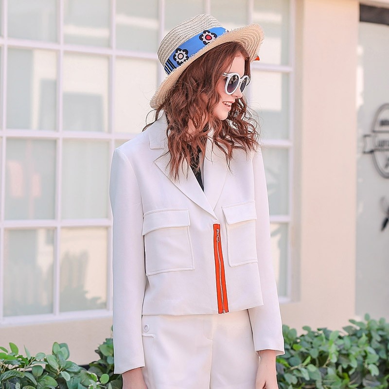 Stylish Lapels Jacket Suit With Two Oversized Pocket | VoguesUs