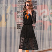 Fashion Elegant Black Lace Round Neck Maxi Kleid