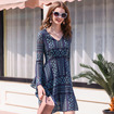 Mode Urlaub Feine Exquisite Stickerei-V-Ausschnitt-Kleid