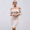 Fashion Sexy Off Shoulder Ruffle Front  Bodycon Dress