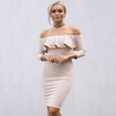 La Mode Sexy Hors De L'Épaule À Volants Devant Bodycon Robe
