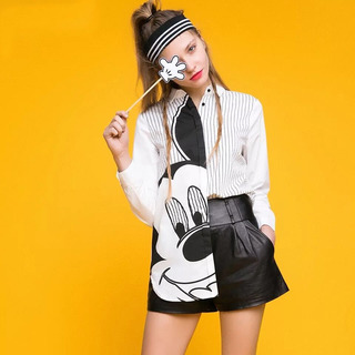 Lindo Tourette Mickey Patrón Casual Camisa De Rayas