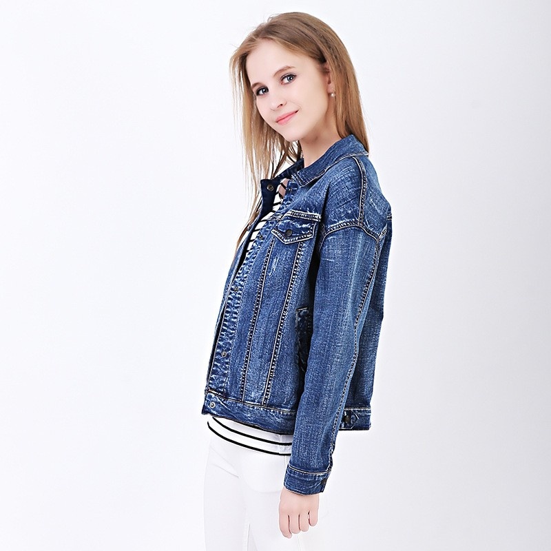 Simple Occasionnels De La Mode Denim Lavé Veste | VoguesUs