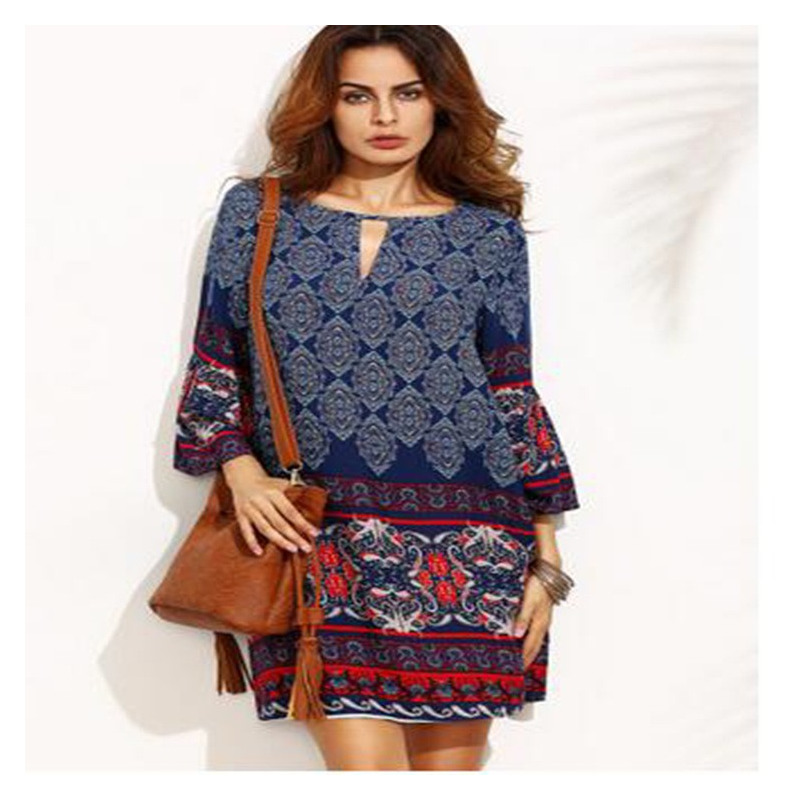 Fashion Print Holiday Style Dress | VoguesUs