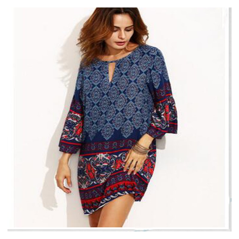 Fashion Print Holiday Style Dress | VoguesUs