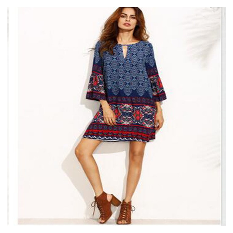 Fashion Print Holiday Style Dress | VoguesUs