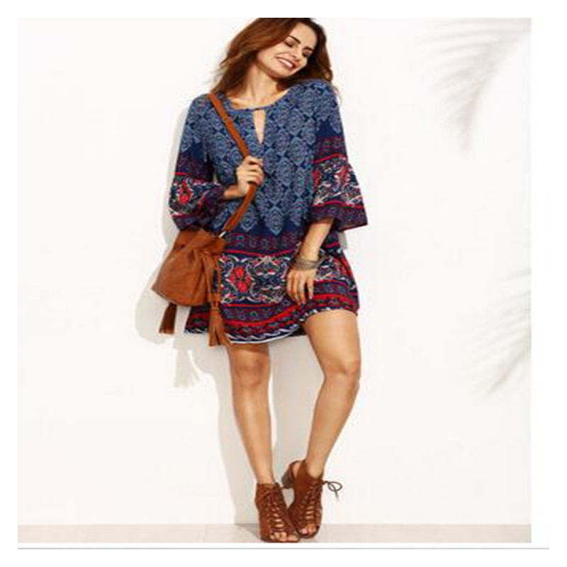 Fashion Print Holiday Style Dress | VoguesUs
