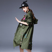 Casual Long Trench Coat With Embroidery And Embellishment