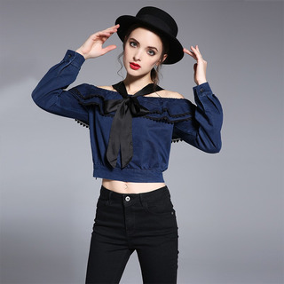 Mode Off-Schulter Langarm-Shirt Mit Fliege | VoguesUs
