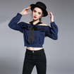 Fashion Off Shoulder Long Sleeve Shirt With Bow Tie