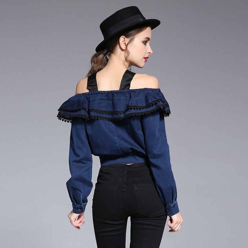 Fashion Off Shoulder Long Sleeve Shirt With Bow Tie | VoguesUs