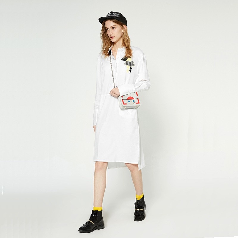 Simple Fashion Fun Clouds Casual Shirt Dress | VoguesUs