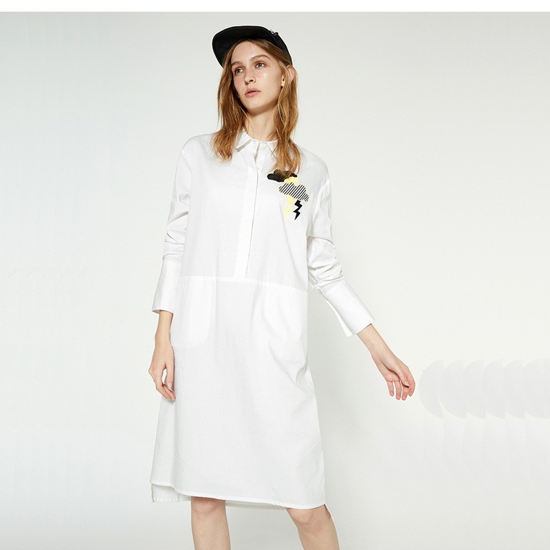 Simple Fashion Fun Clouds Casual Shirt Dress | VoguesUs