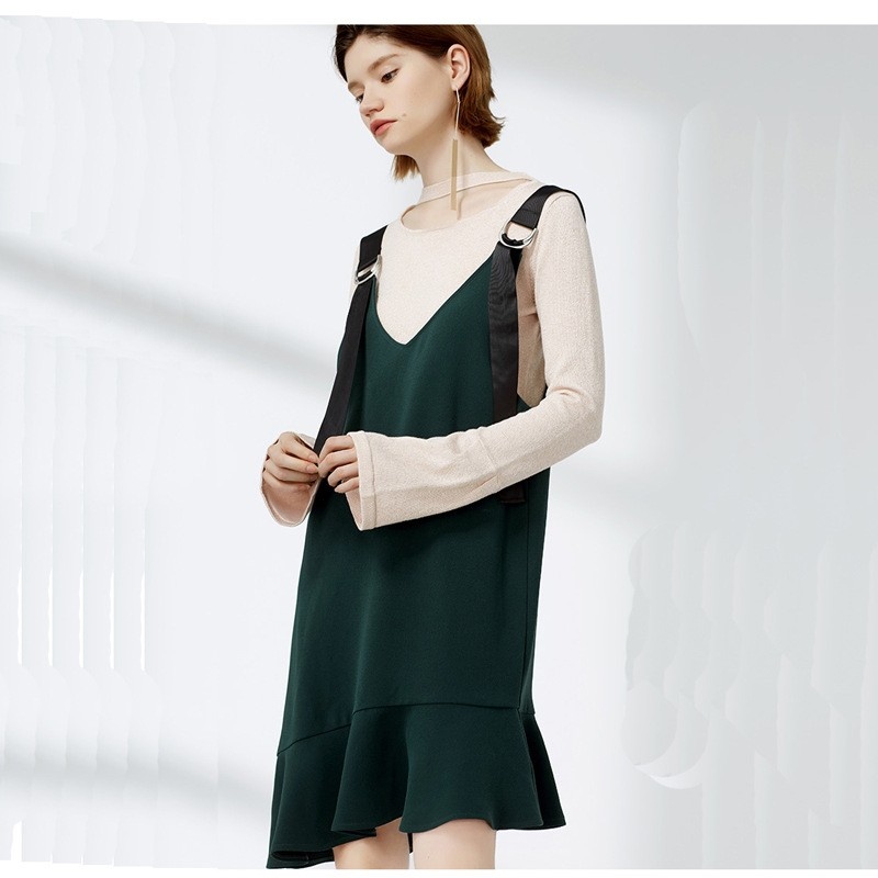 Jugend Mode Lebhaften Lotusblatt Saum Kleid | VoguesUs