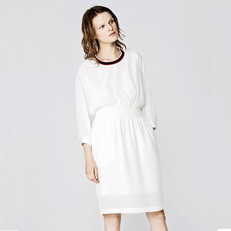 Fashion With Casual Comfort Hit Round Neck Dress | VoguesUs