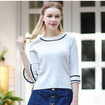 Simple Fashion Comfortable Hit Color Round Neck Was Thin Sweater