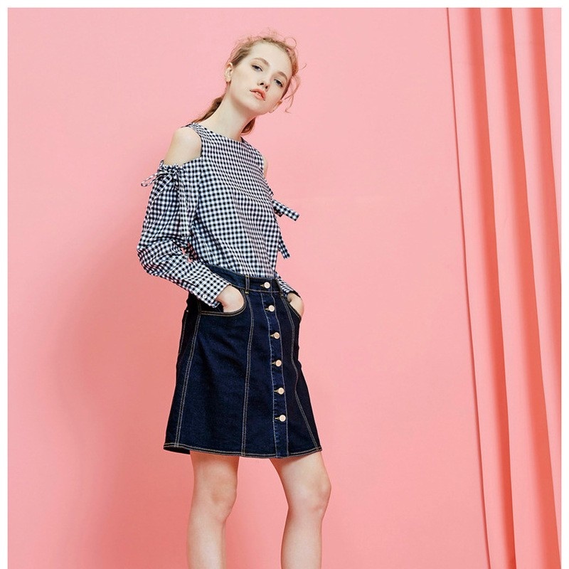 Stylish Sweet Frisch Trägerlosen Plaid Shirt | VoguesUs