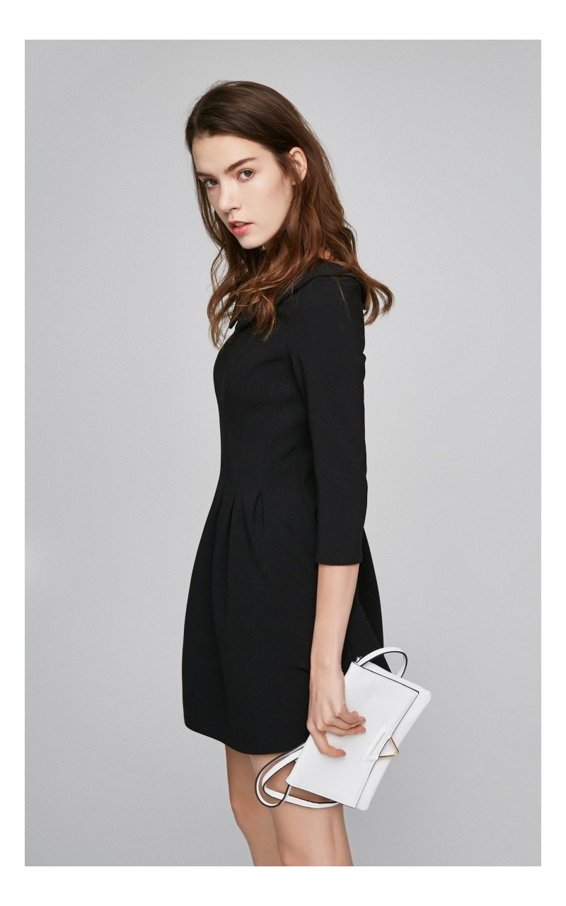Fashionable Sweet And Pure Pure Doll Collar Solid Color Dress |