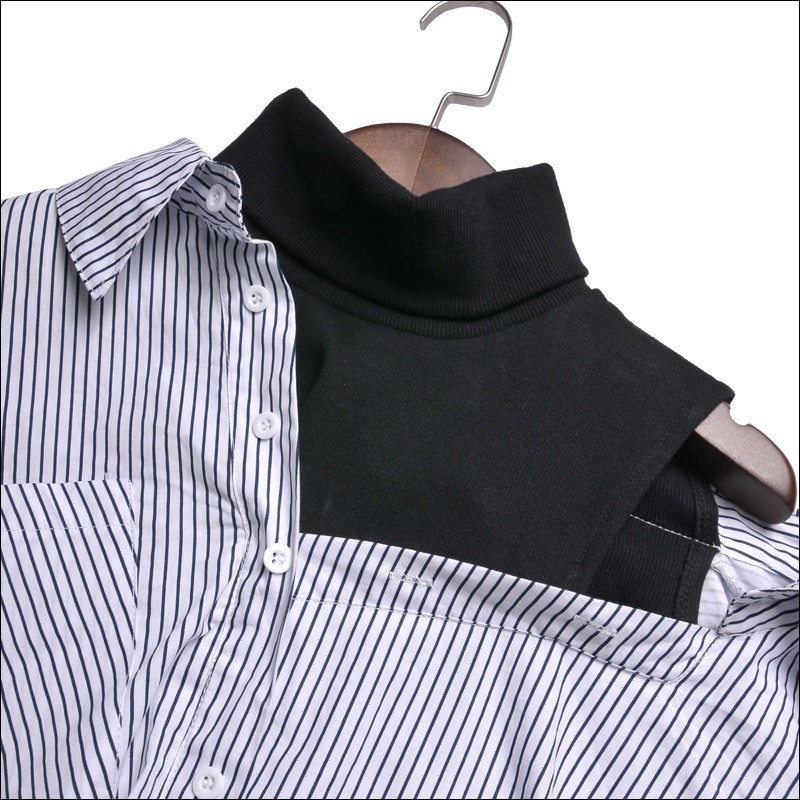 Zwei Schichten Blau Streifen Langarm Shirt | VoguesUs