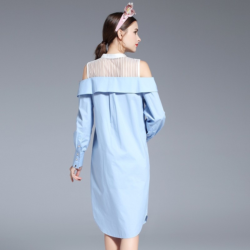 Dulce De Los Hombros Fuera De Elegante Vestido De Manga Larga Vestido