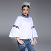 Sweet Drama Sleeve Round Neck Shirt With Contrast Collar