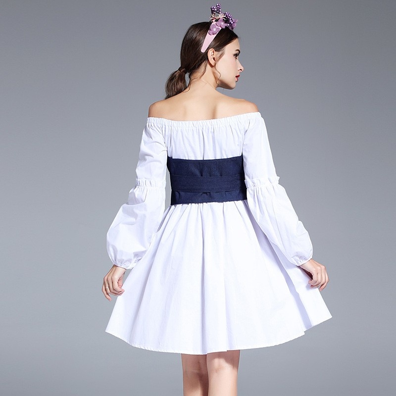 Nouveau Look, Une Ligne De L'Épaule Mini Robe Avec Noeud Papillon À L'Avant | VoguesUs