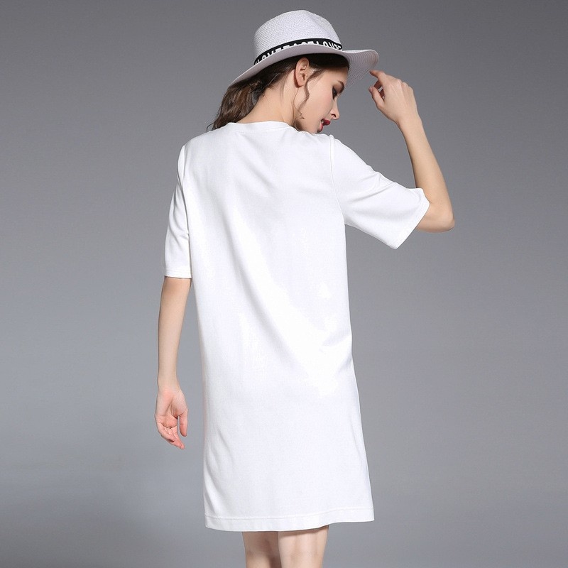 Tendance De La Mode De Dessin Animé Impression De Broderie Lâche Un Long T - Shirt |