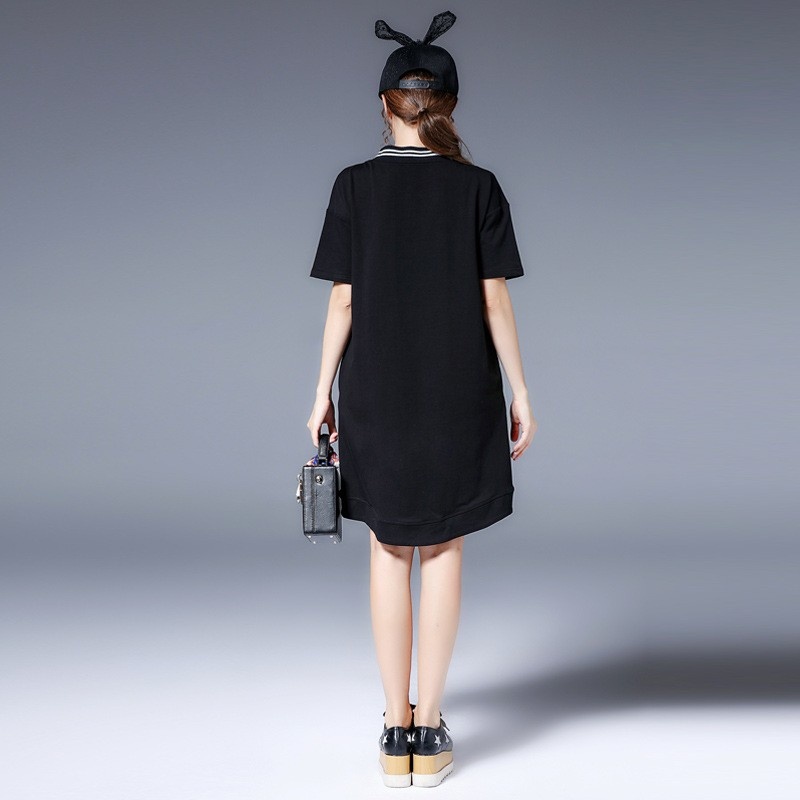 Fashion Trend Sports Wind Graffiti Embroidered V Neck Dress | VoguesUs