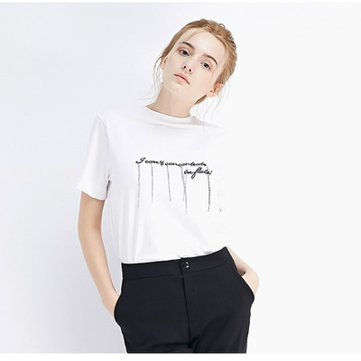 Mode-Einfache Und Einfache Schreiben Tassel Short Sleeve | VoguesUs