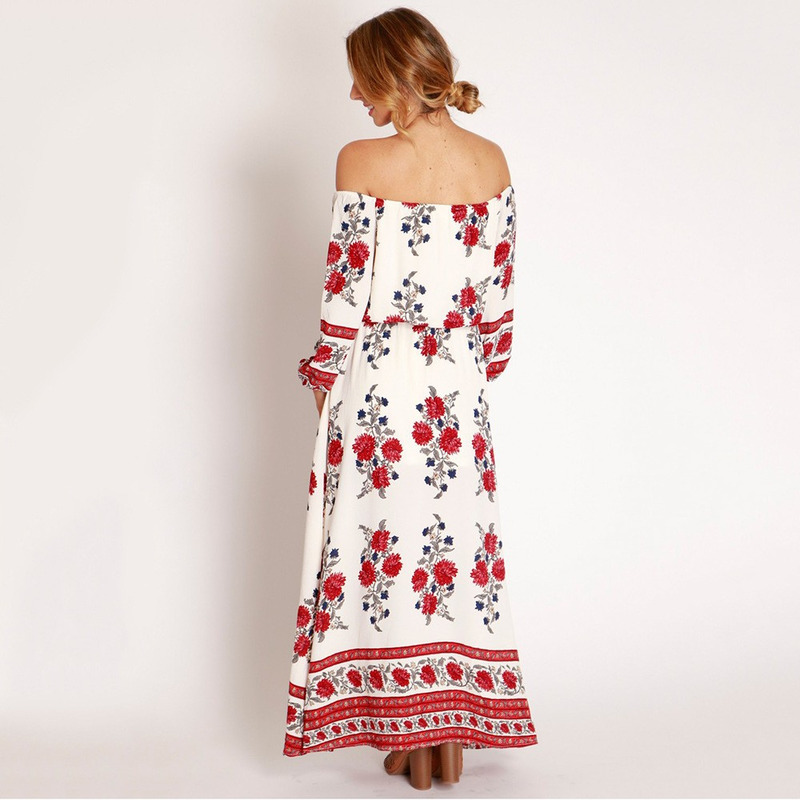 Moda Sexy Palabra Cuello Espalda Abierta Vestido De Vestido Largo