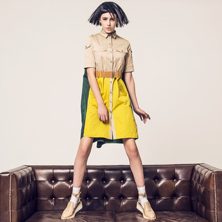 Simple Personality Tooling Wind Hit Color Dress | VoguesUs