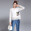 White Embroidery Lace Shirt With Bow Tie