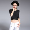 Simple Et Confortable, Col Rond Collage Exposés Ombilical Apprêt Chemise