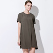 Casual Comfortable Pure Color Round Neck Short Sleeve Shift Dress