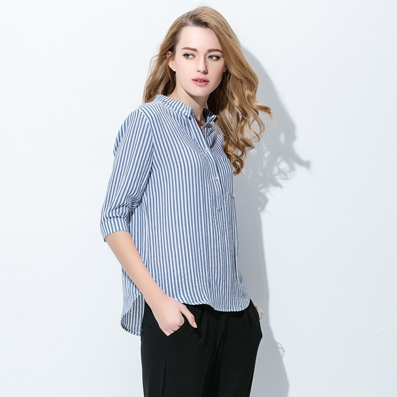 Cómodo Y Sencillo De Moda Rayas De La Camisa Suelta