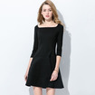 Fashion Black A Line 3/4 Sleeve Dress