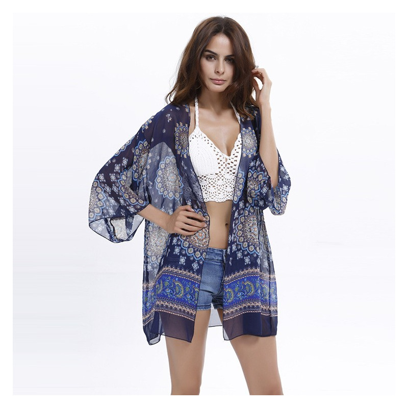 Fashion Sexy Cool Pattern Chiffon Beach Shirt | VoguesUs