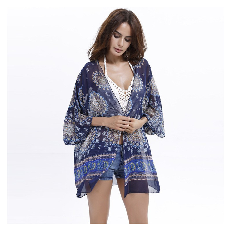 Fashion Sexy Cool Pattern Chiffon Beach Shirt | VoguesUs
