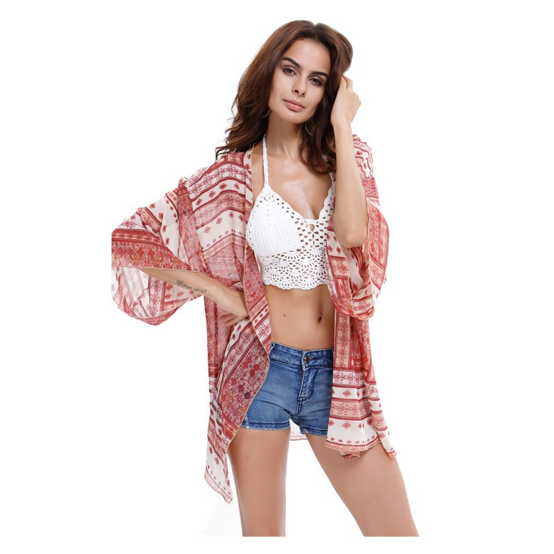 Fashion Sexy Cool Pattern Chiffon Beach Shirt | VoguesUs