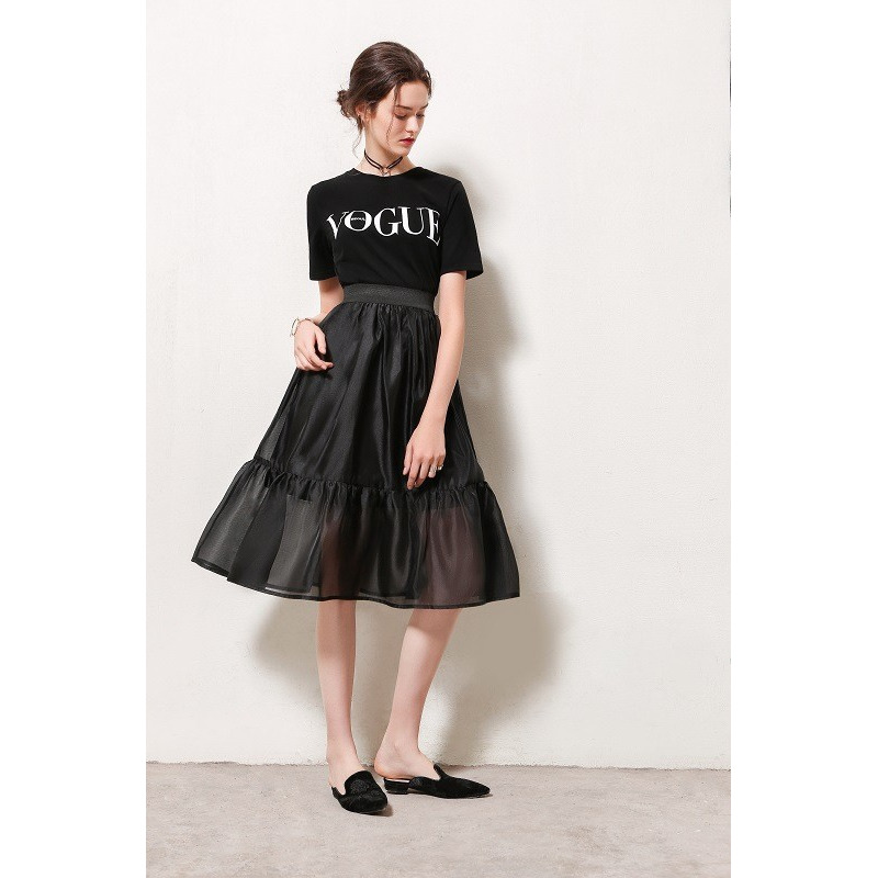 La moda Casual Con VOGUE Carta de Manga Corta T-Shirt