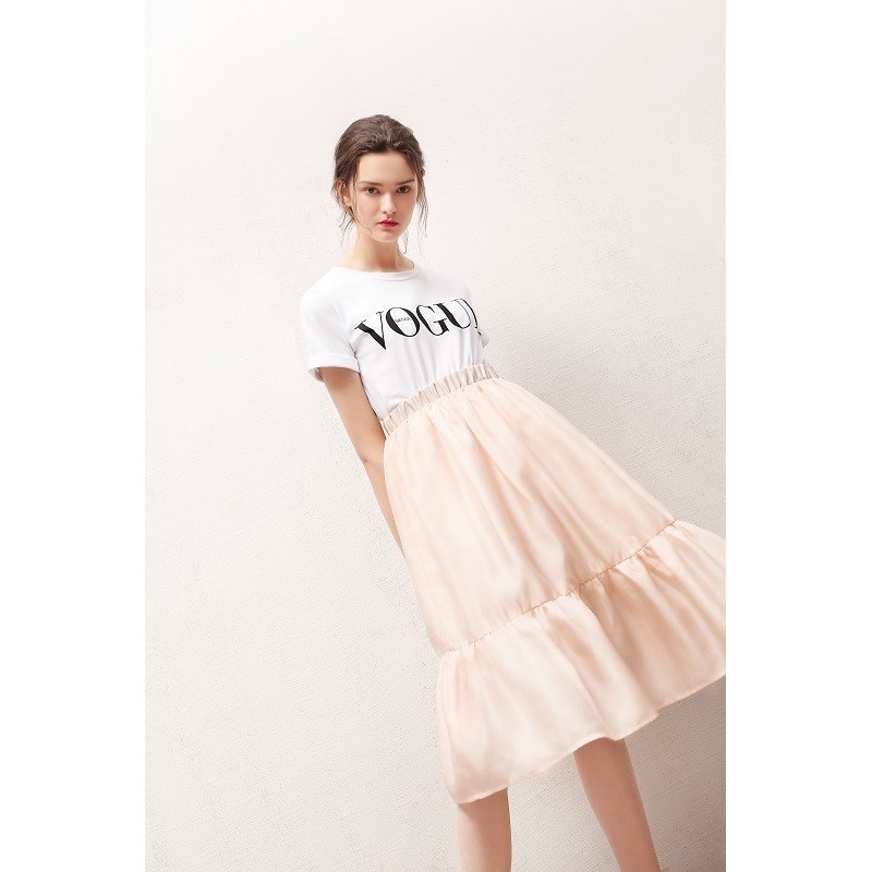 La moda Casual Con VOGUE Carta de Manga Corta T-Shirt