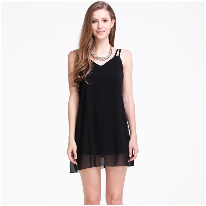 Simple Small Sexy Low Color Sleeveless Dress | VoguesUs