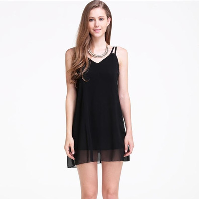 Simple Small Sexy Low Color Sleeveless Dress | VoguesUs