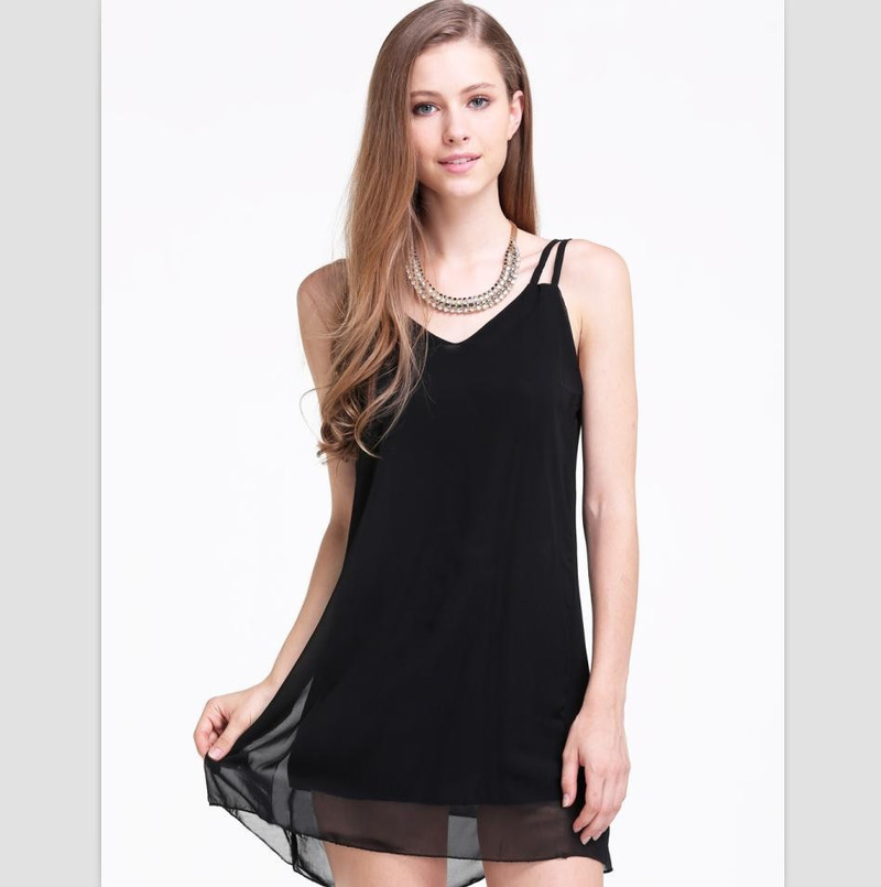 Simple Small Sexy Low Color Sleeveless Dress | VoguesUs