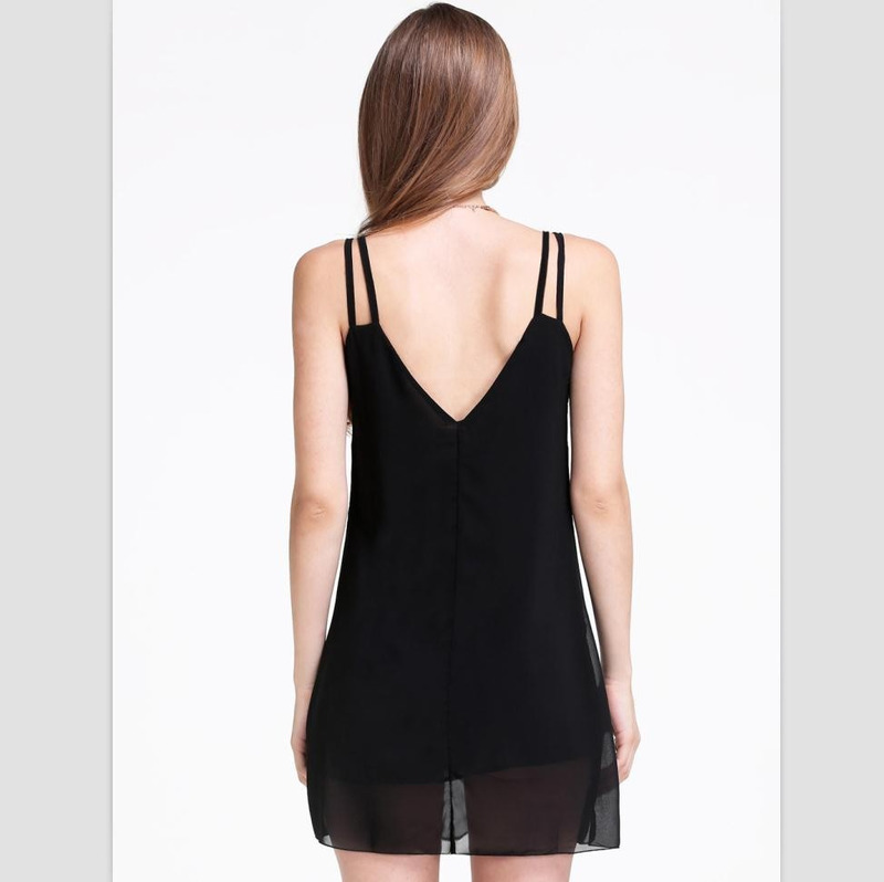 Simple Small Sexy Low Color Sleeveless Dress | VoguesUs
